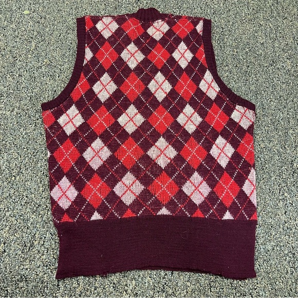 Vintage 50s Bancroft 100% Virgin Wool Argyle Print Sweater Vest READ DESCRIPTION - Picture 9 of 14